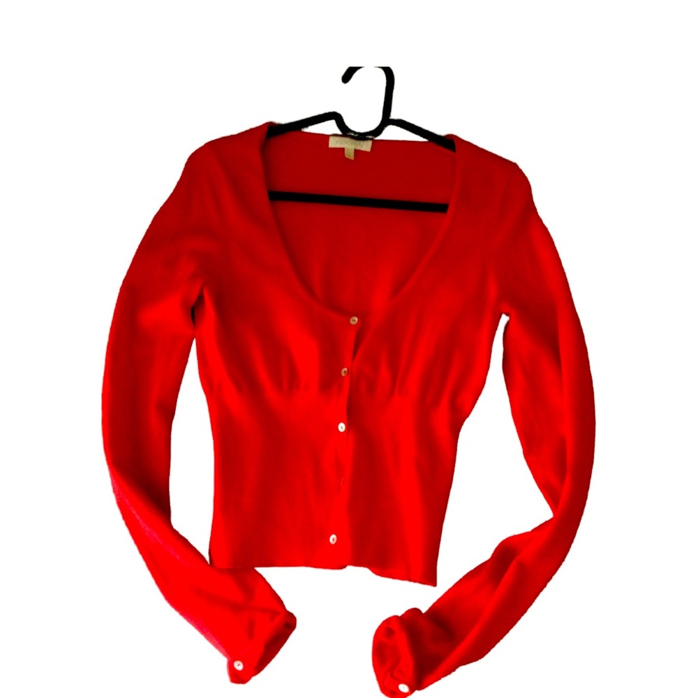 Kookai red cardigan. Wore it once , doesn’t fit me in the chest.